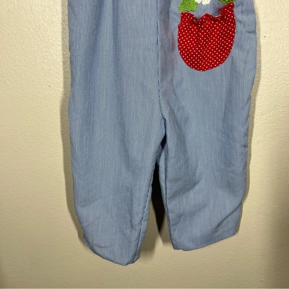 Vintage Carters Girls Toddler Stripe Floral Embroidery Overalls Size 2T - Picture 3 of 10